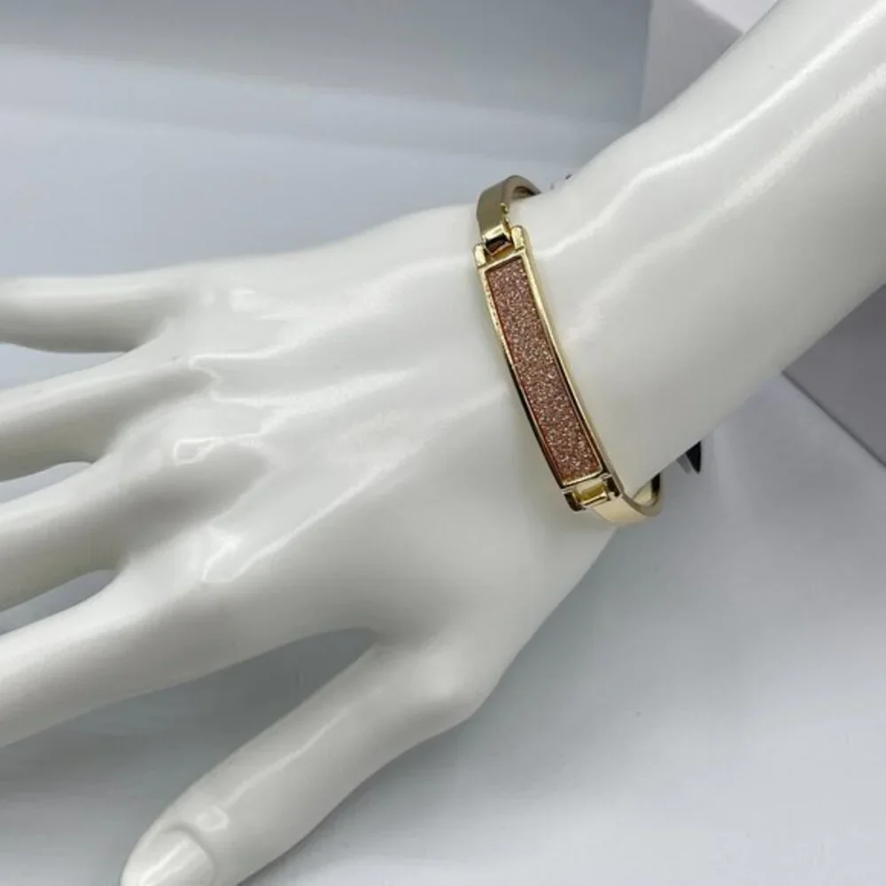 g by Gennaro Gold Tension Glitter ID Bangle Bracelet